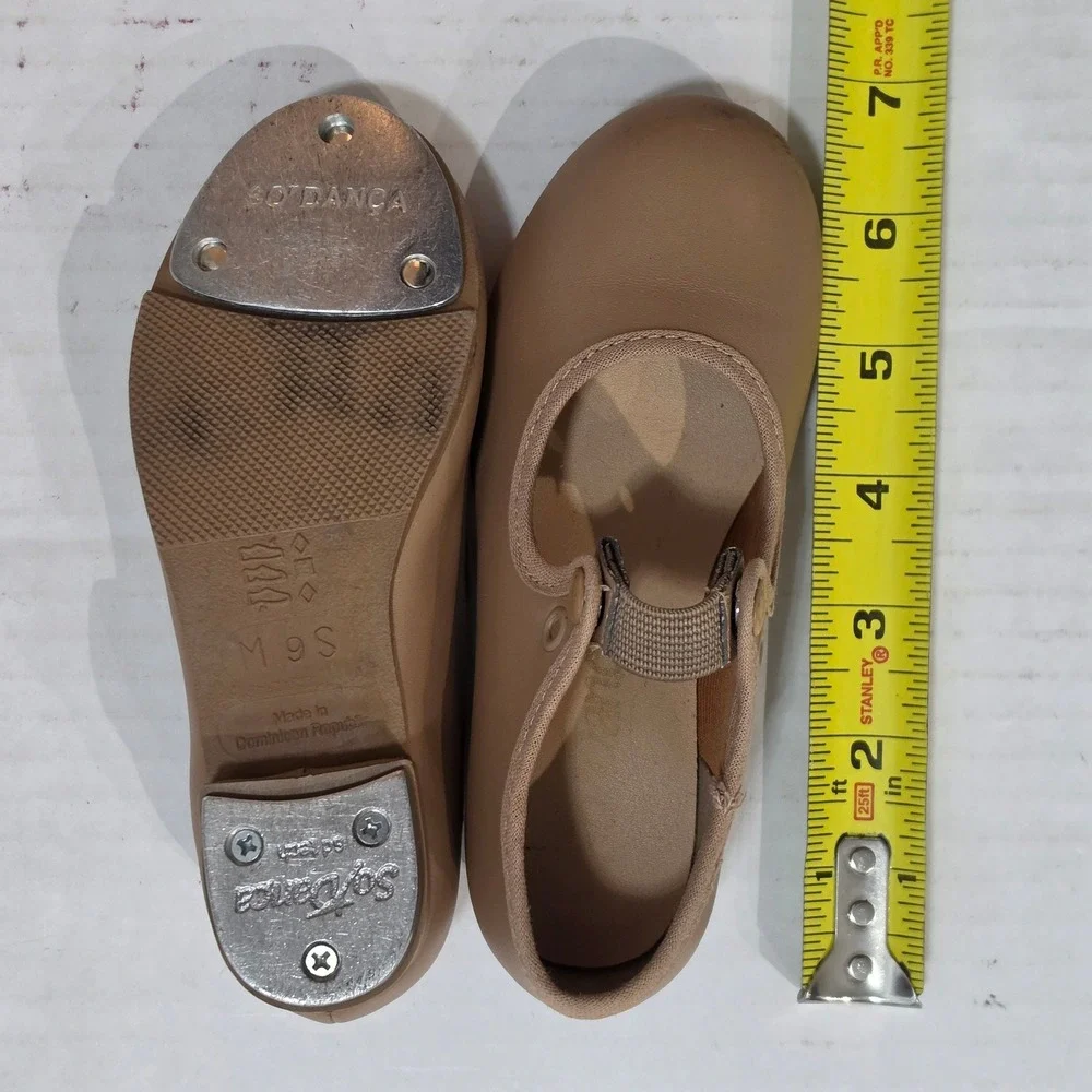So Danca TA35 Tan Mary Jane Tap Shoes Kids Size 9S Snap Elastic Strap